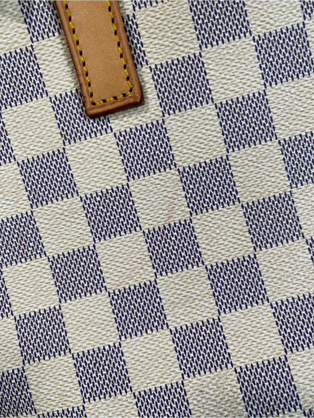 Beige Check Canvas Tote with Tan Leather Straps - Picture 11 of 16